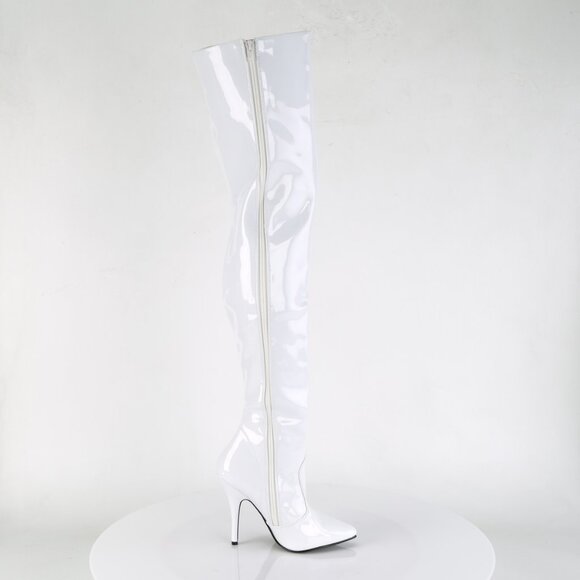 COPY - Size 9 NEW Seduce 3010 White Patent Thigh High Boots 5" Stiletto Heels - Picture 6 of 9